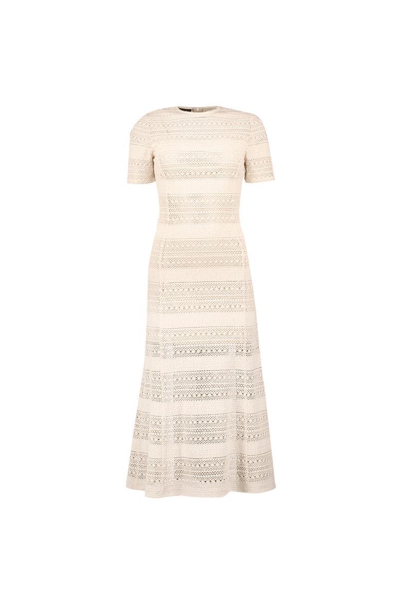 Midi Crochet Striped Dress, Alternate, color, Natural