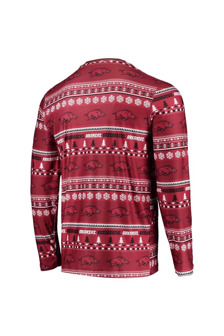 Men's Concepts Sport Cardinal Arkansas Razorbacks Ugly Sweater Long Sleeve T-Shirt and Pants Sleep Set, Alternate, color, Cardinal