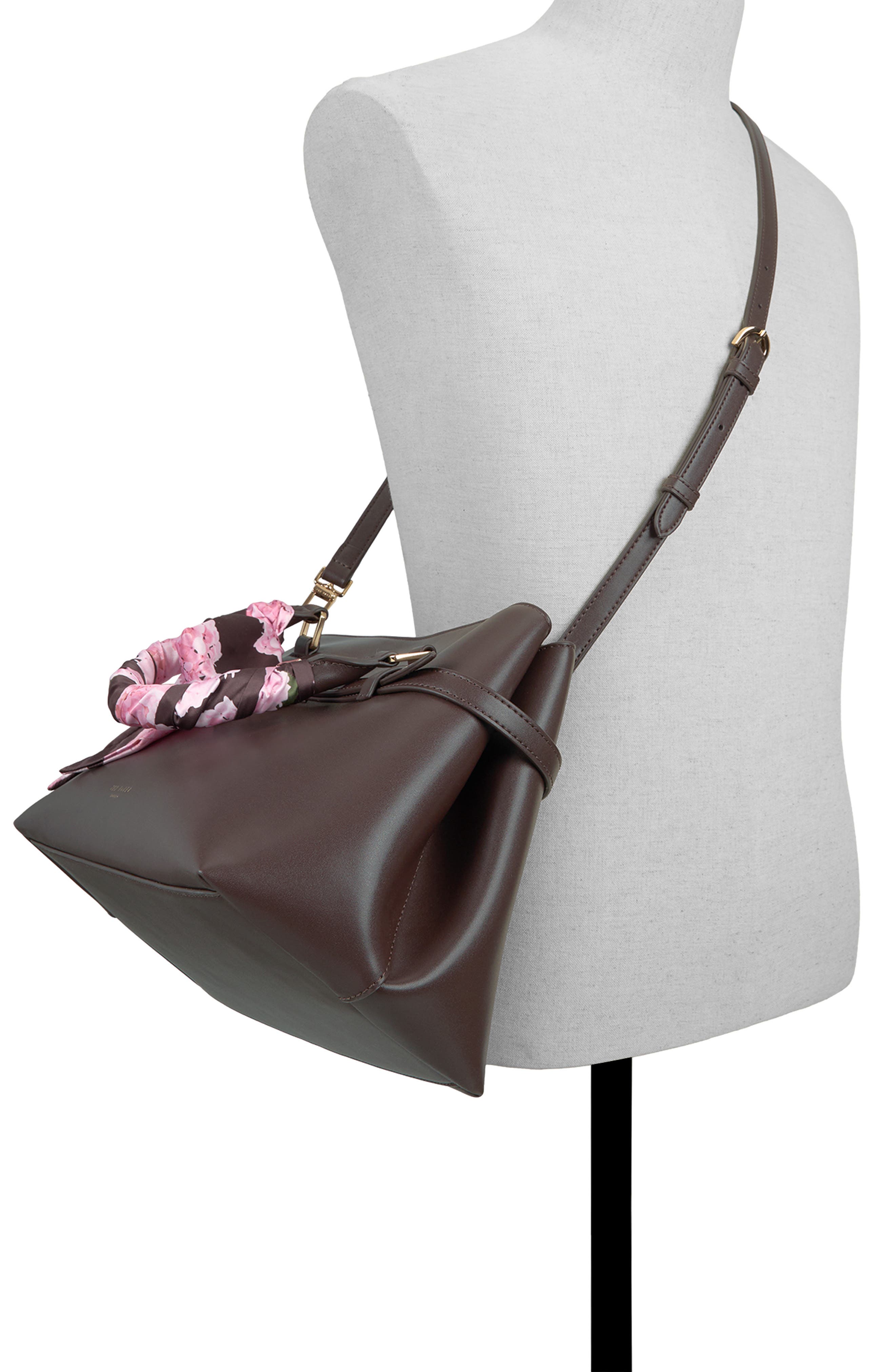 Cameron Scarf Wrapped Handheld Bag, Alternate, color, ESPRESSO SYNTHETIC SMOOTH