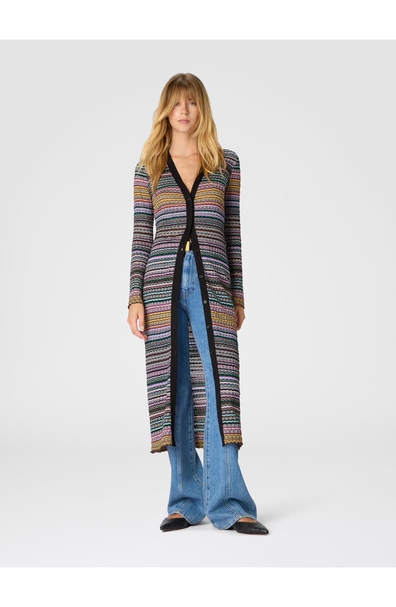 Missoni Slim Long Striped Cardigan, Alternate, color, Multicoloured