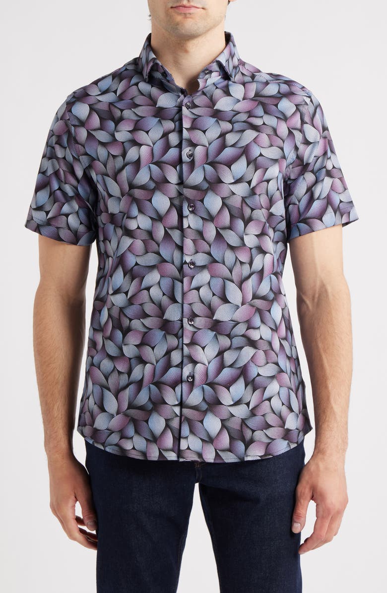 Stone Rose Bad Trip Short Sleeve Button-Up Shirt, Main, color, 