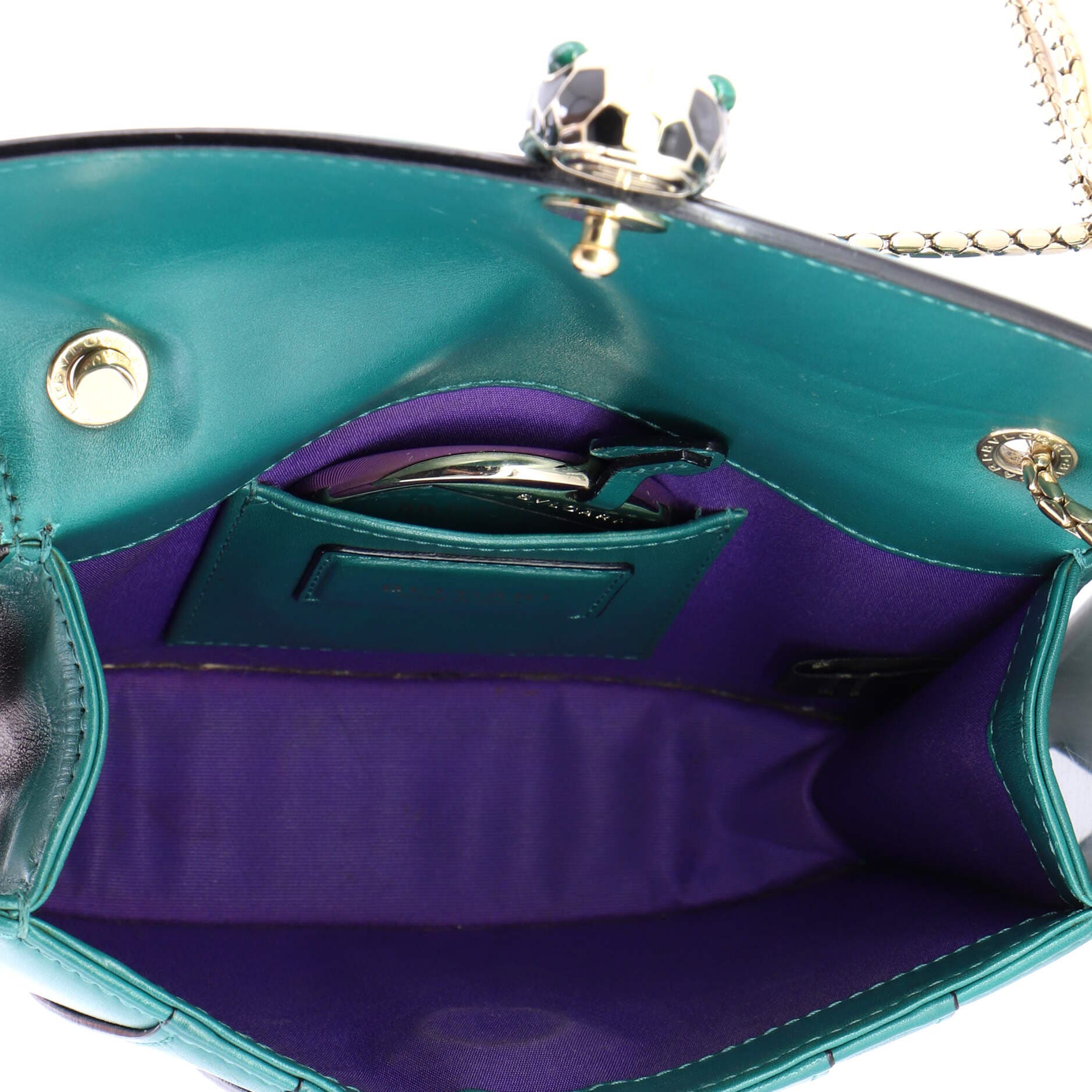 Serpenti Forever Square Shoulder Bag Leather Small, Alternate, color, Green
