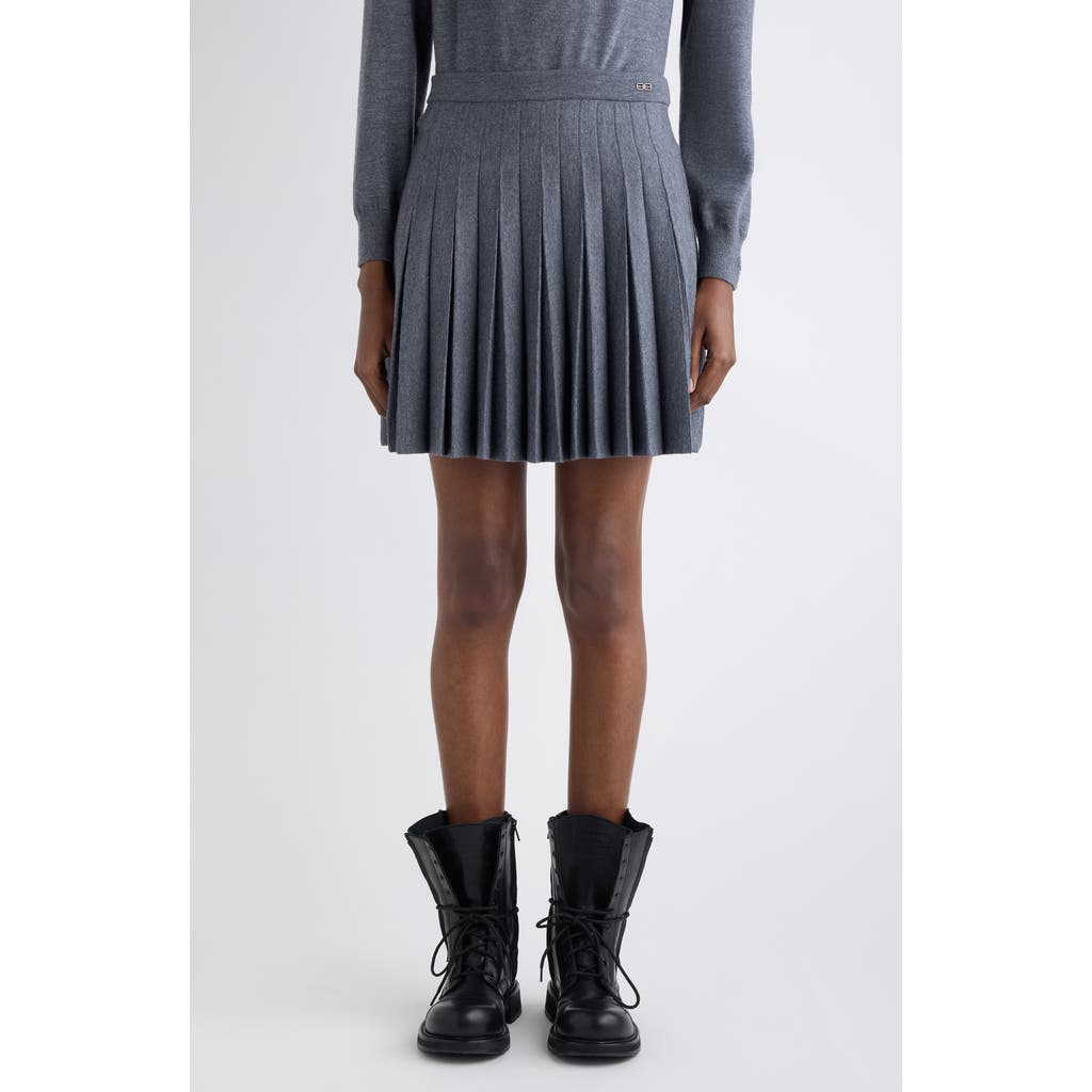 Balenciaga Pleated Knit Mini Skirt In Blue