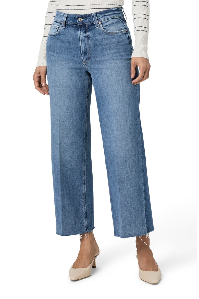 Anessa High Waist Raw Hem Ankle Wide Leg Jeans, Main, color, POET