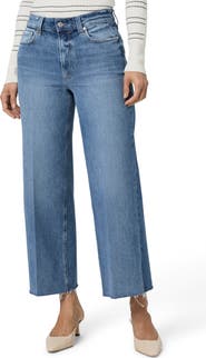 PAIGE Anessa High Waist Raw Hem Ankle Wide Leg Jeans