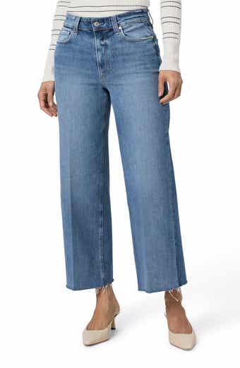 PAIGE Anessa High Waist Raw Hem Ankle Wide Leg Jeans