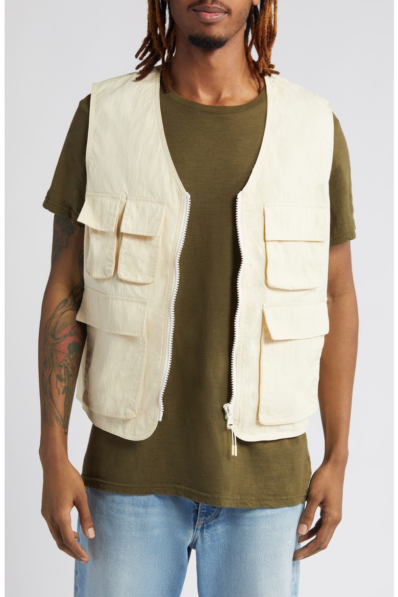 Utility Cotton Blend Cargo Vest, Main, color, BLONDE