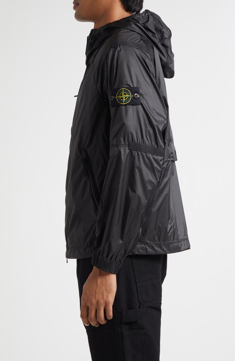 Stone Island Hooded Nylon Windbreaker, Alternate, color, V0062 Lead Grey