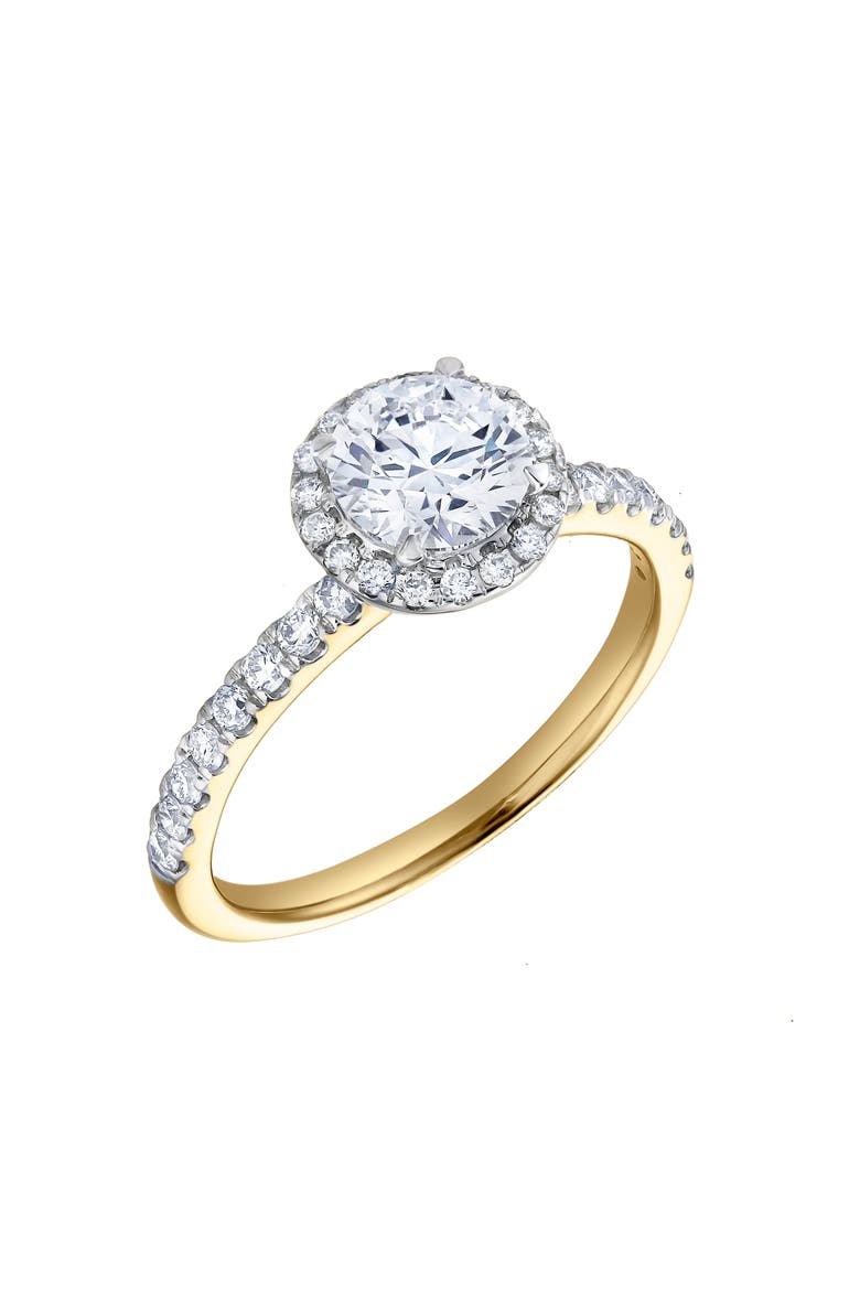 Paloma 14K Yellow Gold Round Cut Lab Grown Diamond Halo Engagement Ring - 1.5 ctw, Main, color, 14K Yellow Gold