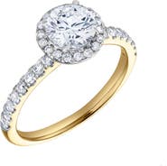 LuvMyJewelry Paloma 14K Yellow Gold Round Cut Lab Grown Diamond Halo Engagement Ring - 1.5 ctw