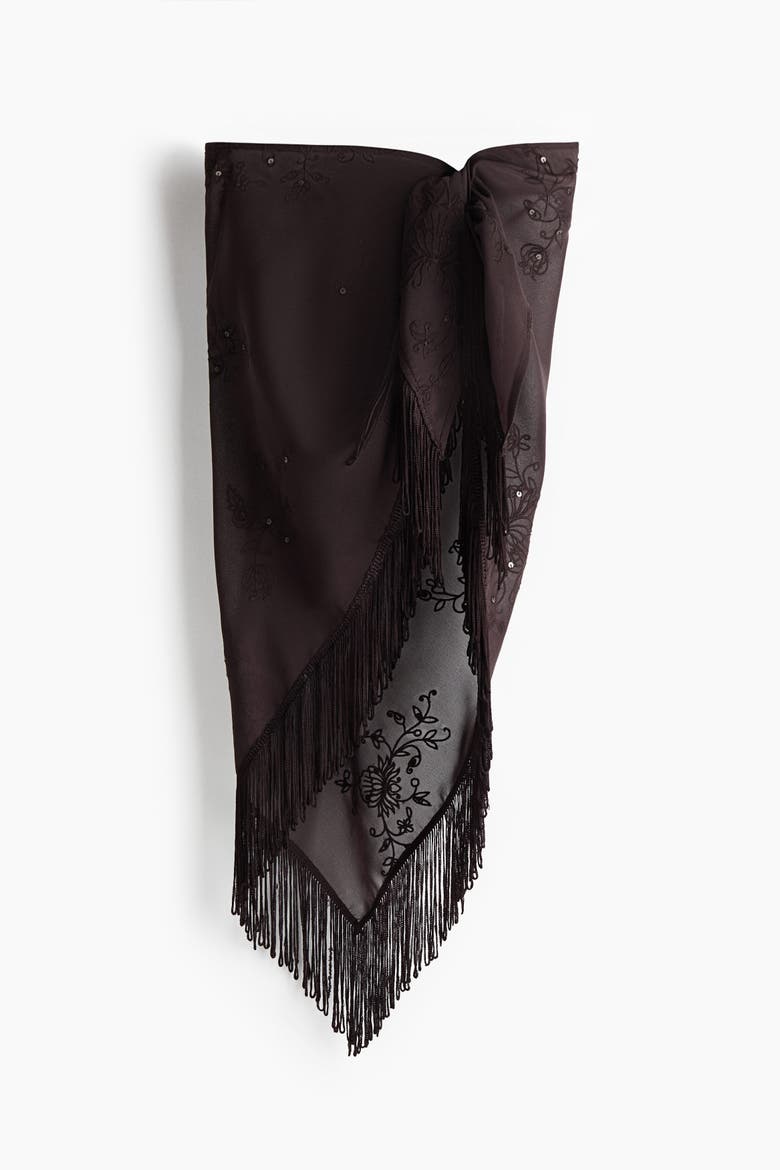 Fringe-trimmed Sarong, Main, color, Dark brown