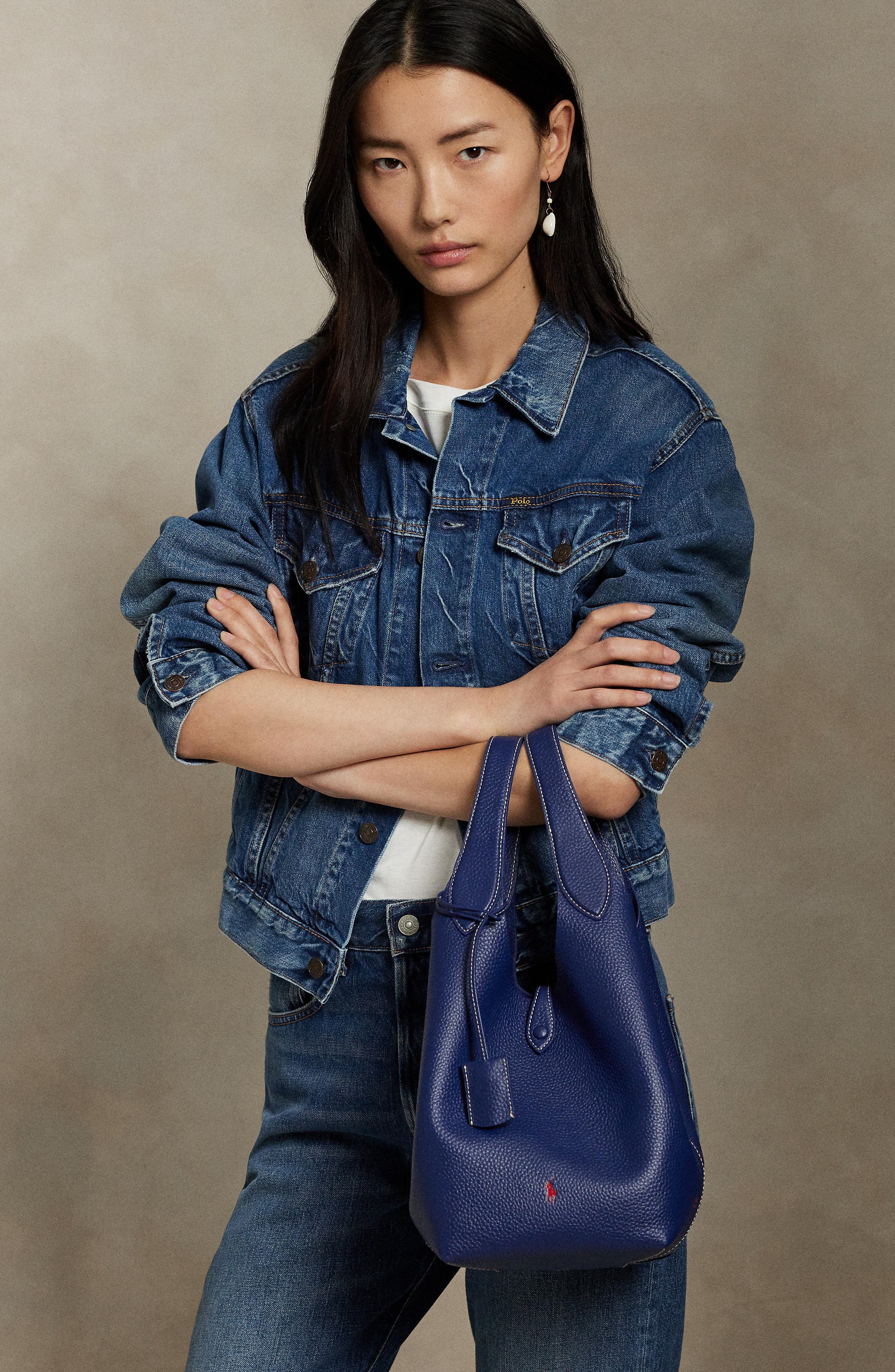 Polo Ralph Lauren Polo Play Leather Tote, Alternate, color, Ink