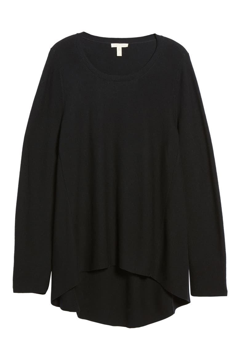 Organic Cotton Tunic Sweater, Alternate, color, BLACK