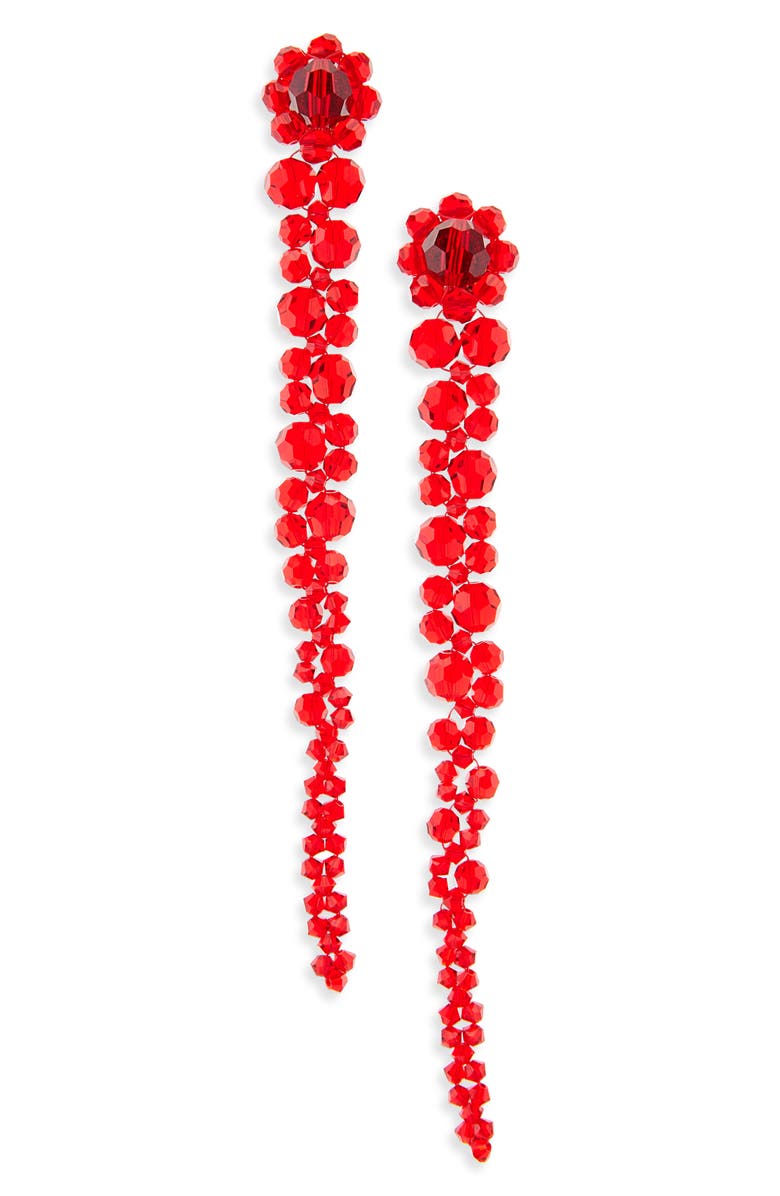 Simone Rocha Beaded Drop Earrings, Main, color, Red