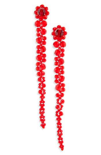 Simone Rocha Beaded Drop Earrings In Red