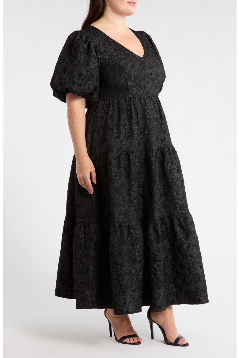 Arielle Floral Jacquard Maxi Dress, Alternate, color, BLACK