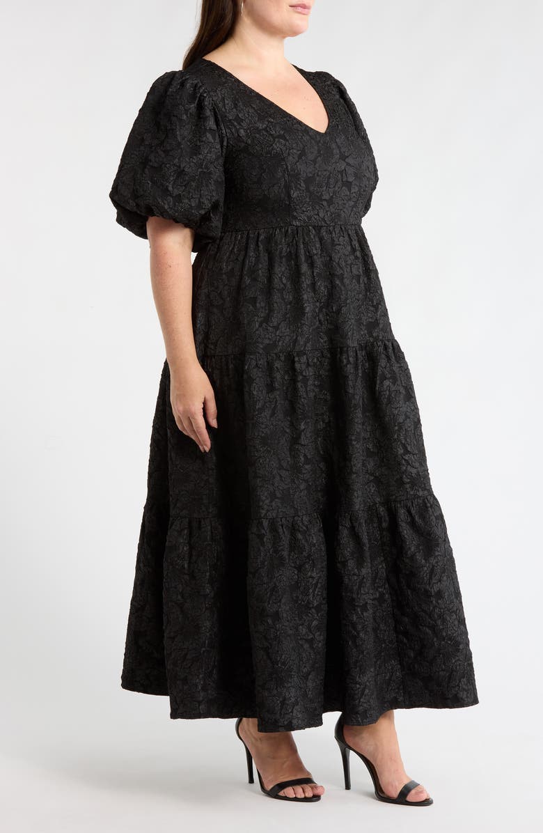 SUGARLIPS Arielle Floral Jacquard Maxi Dress, Alternate, color, Black