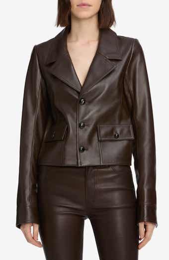 FRAME The Cuffed Crop Leather Jacket