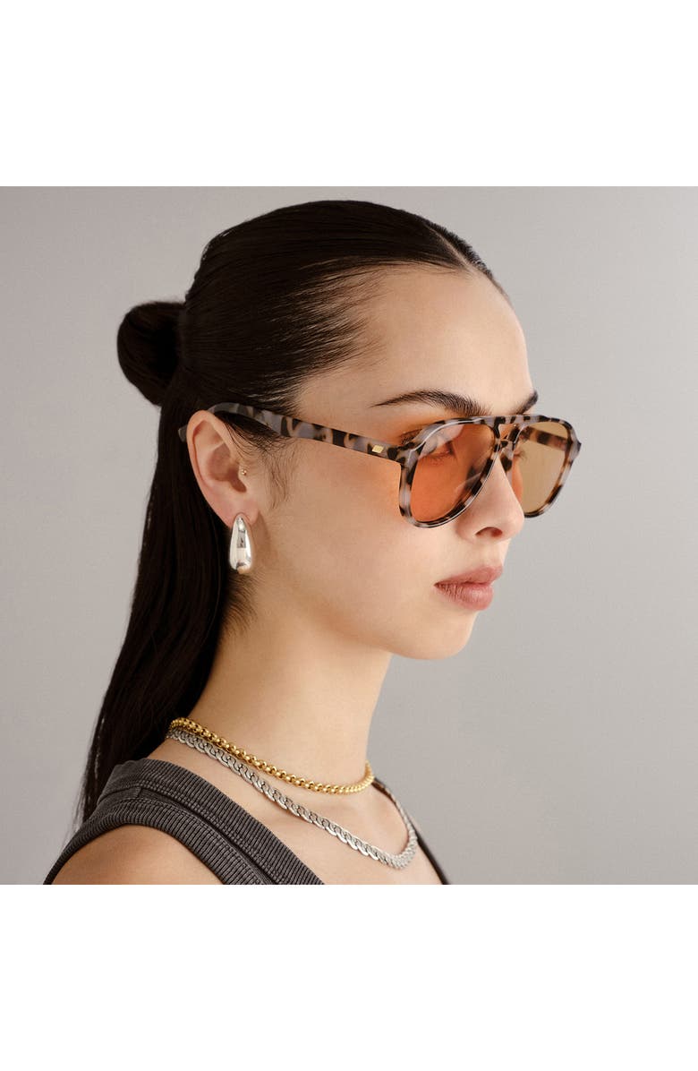 Le Specs Tragic Magic 56mm Aviator Sunglasses, Alternate, color, Cookie Tort/Mustard Mono