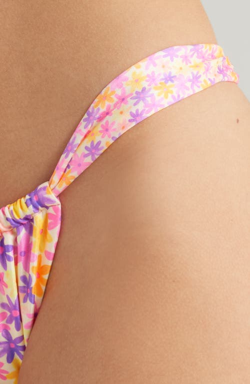 Kulani Kinis Ruched Thong Bikini Bottoms In Daisy Dreamer