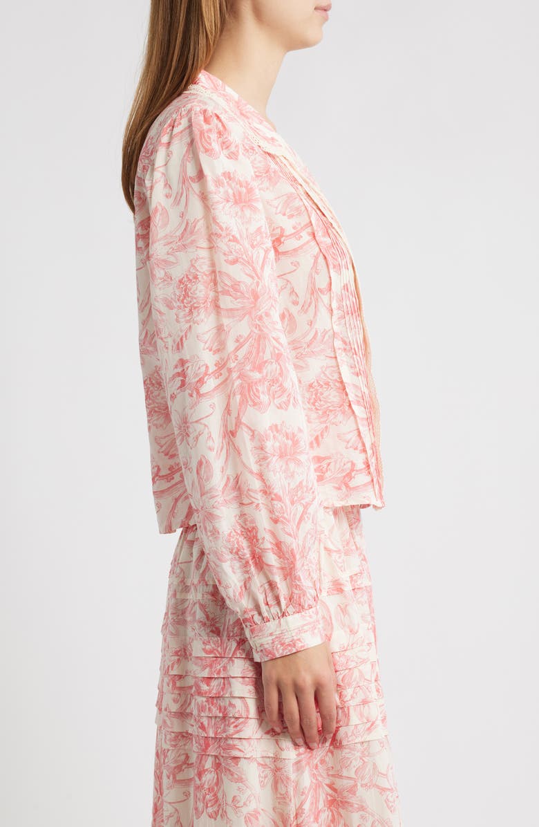 LOVE THE LABEL Lucie Floral Lace Trim Cotton Blend Button-Up Shirt, Alternate, color,