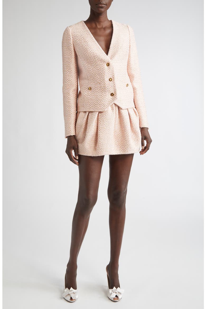 Pleated Tweed Miniskirt (Nordstrom Exclusive), Alternate, color, BOUCLE