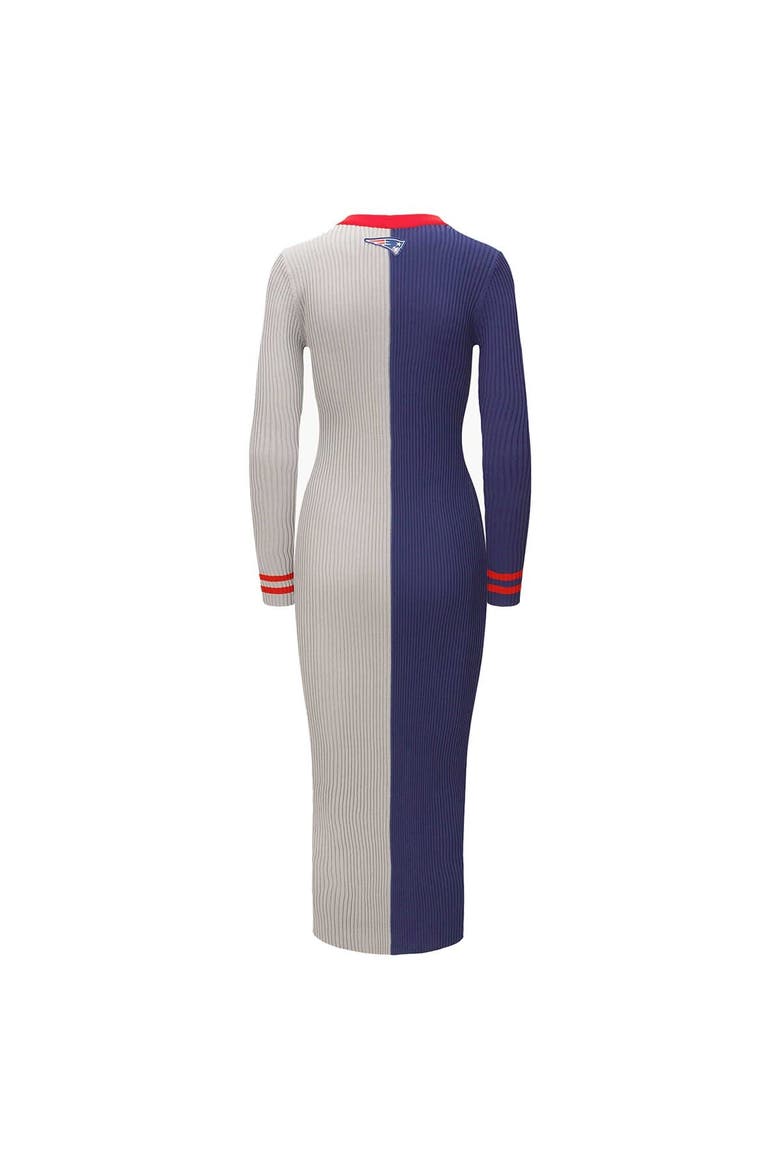 Women's STAUD Navy/Gray New England Patriots Shoko Knit Button-Up Sweater Dress, Alternate, color, Navy