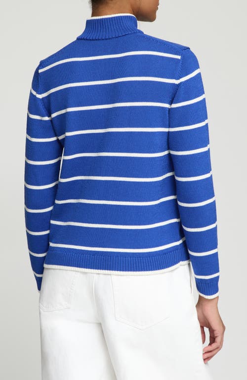 Lafayette 148 New York Fitted Stripe Knit Bomber Jacket In Ultramarine