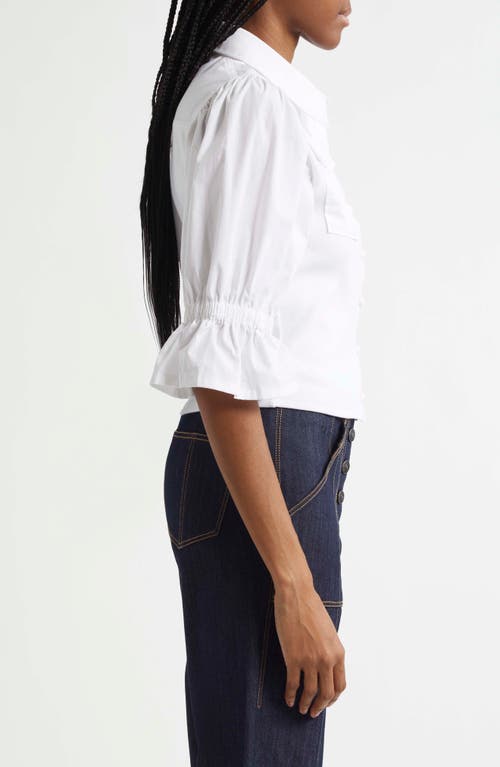 CINQ À SEPT CINQ À SEPT LYRIC MIXED MEDIA STRETCH COTTON BUTTON-UP SHIRT