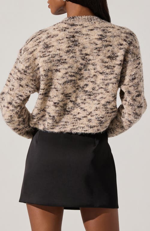 Shop Astr The Label Marled Crop Cardigan Sweater In Oatmeal