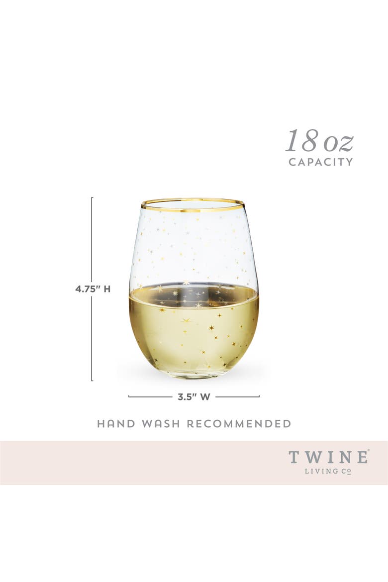 Starlight Stemless Wine Glasses Set of 2, Alternate, color, Gold