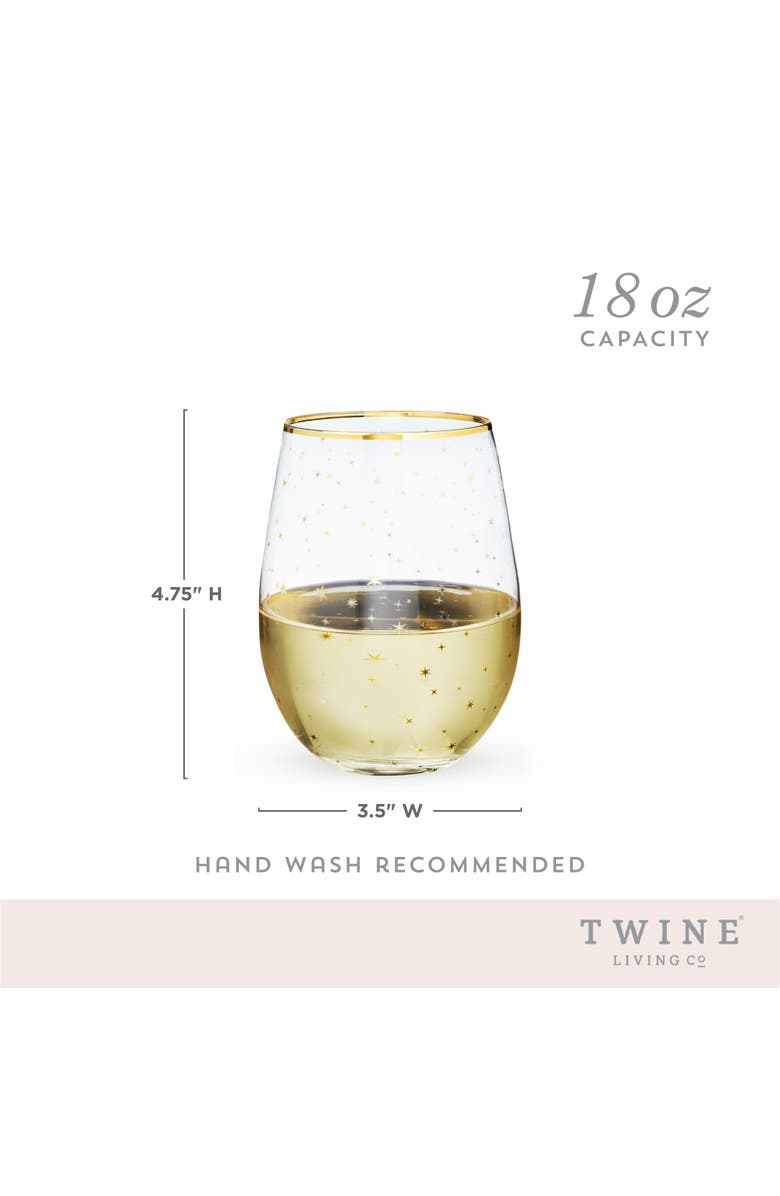 TWINE Starlight Stemless Wine Glasses Set of 2, Alternate, color, Gold