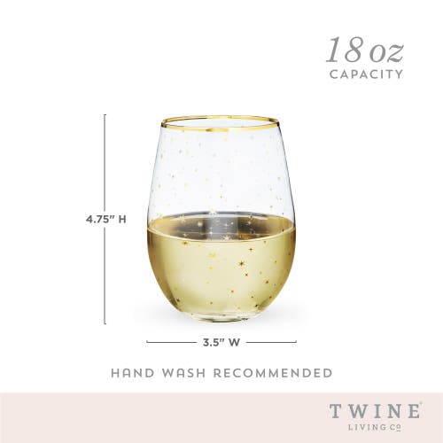 Twine Starlight Stemless Wine Glasses Set Of 2 In Gold