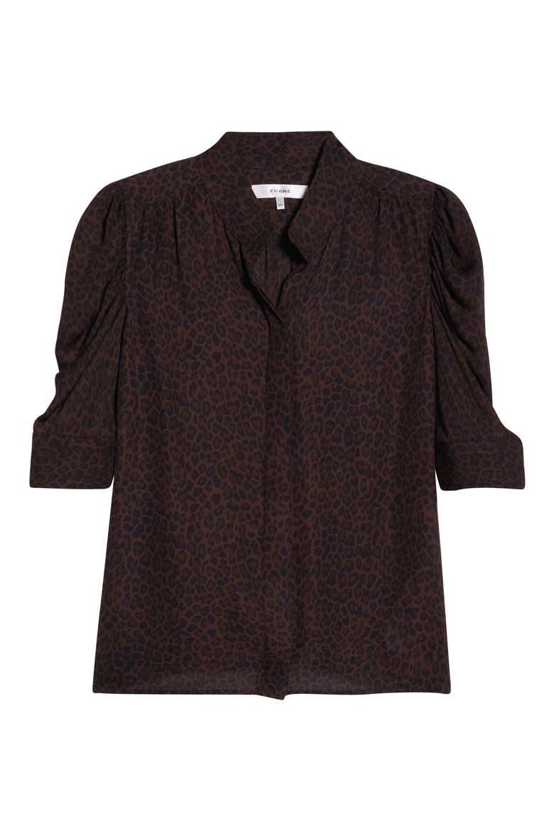 The Leopard Gillian Puff Sleeve Silk Top, Alternate, color, LEOPARD