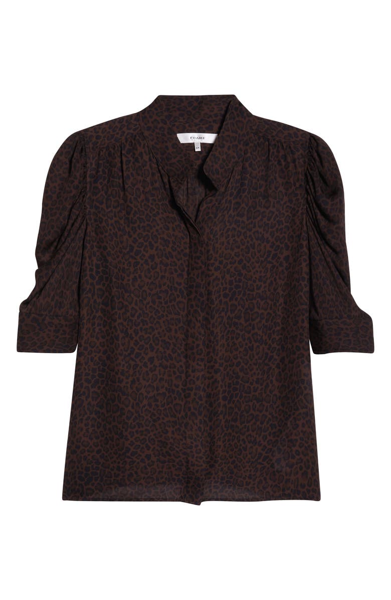 FRAME The Leopard Gillian Puff Sleeve Silk Top, Alternate, color, Leopard