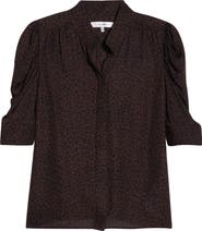 FRAME The Leopard Gillian Puff Sleeve Silk Top