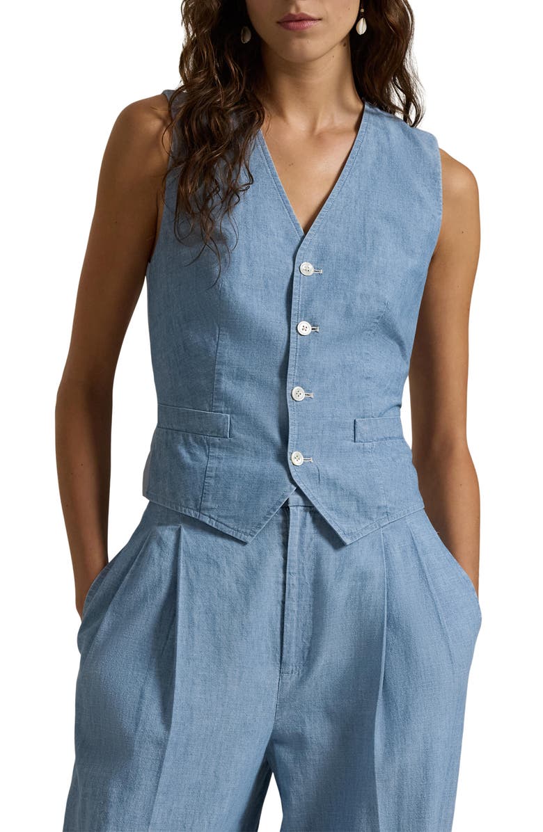 Polo Ralph Lauren Chambray Vest, Main, color,