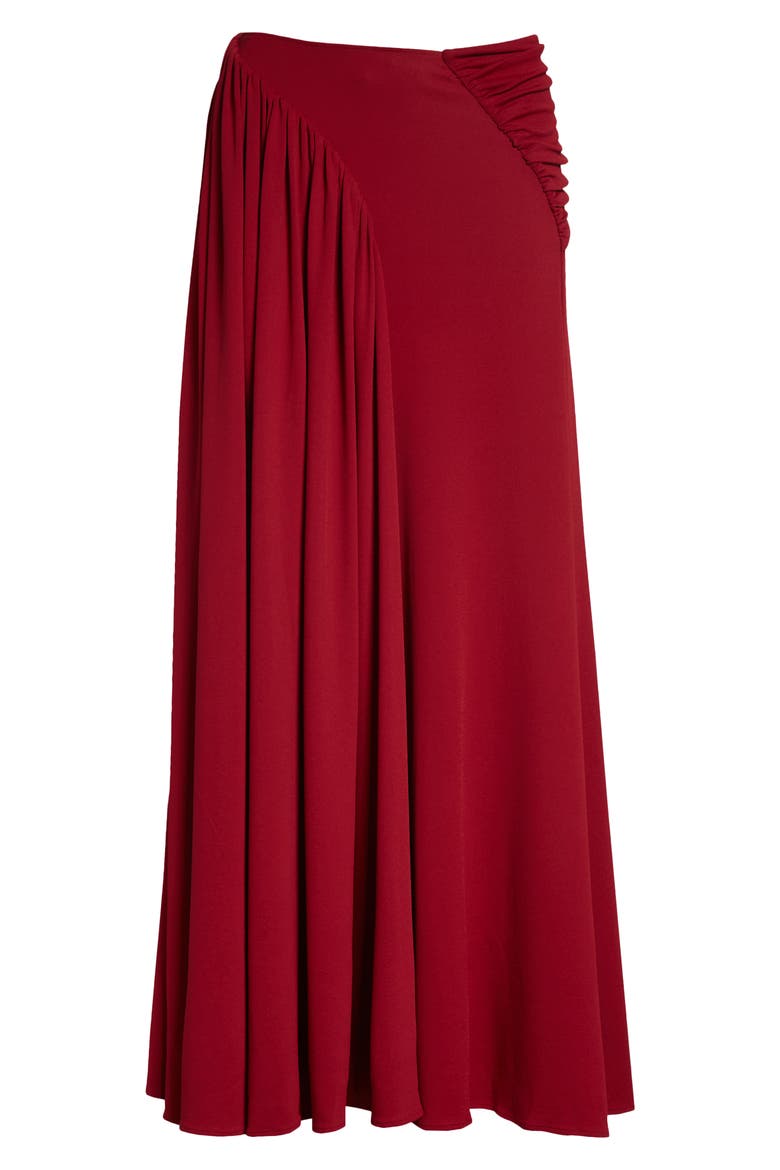 Ruched & Gathered Jersey Maxi Skirt, Alternate, color, RED WINE