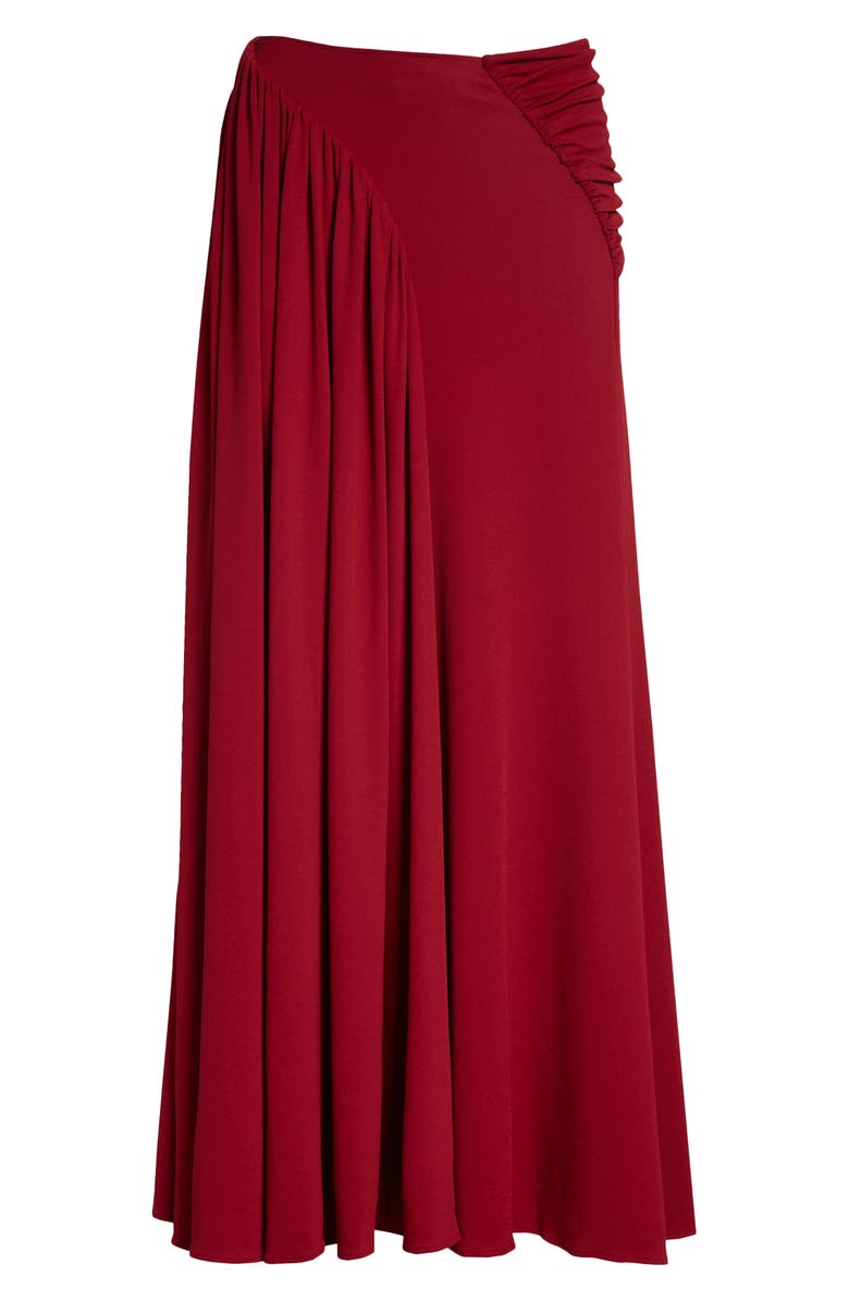 Rabanne Ruched & Gathered Jersey Maxi Skirt, Main, color, Red Wine