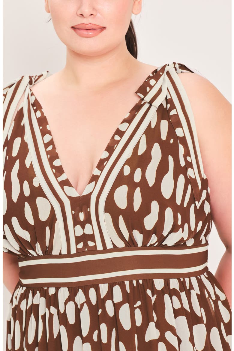 Print Tiered Maxi Dress, Alternate, color, BROWN