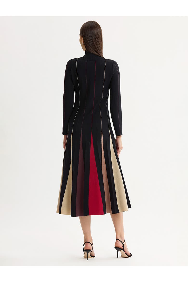 Fit & Flare Multi-Color Soft Knit Maxi Dress, Alternate, color, Scarlet Red/Mahogany/Charmeuse