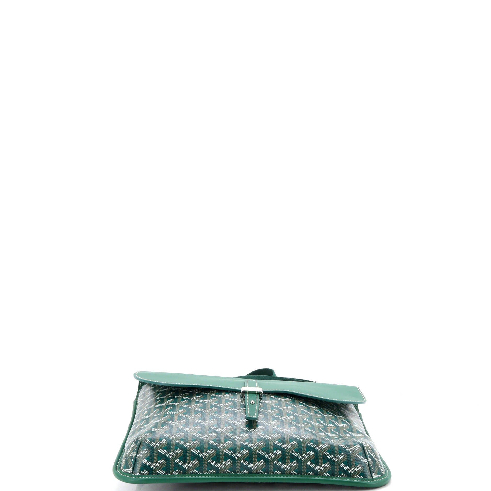 Coursier Messenger Bag Coated Canvas and Leather, Alternate, color, Green