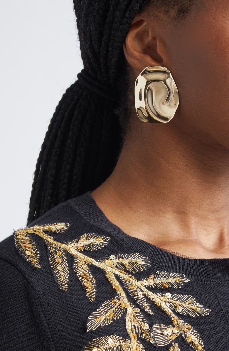 Carolina Herrera Sculptural Earrings, Alternate, color, Gold