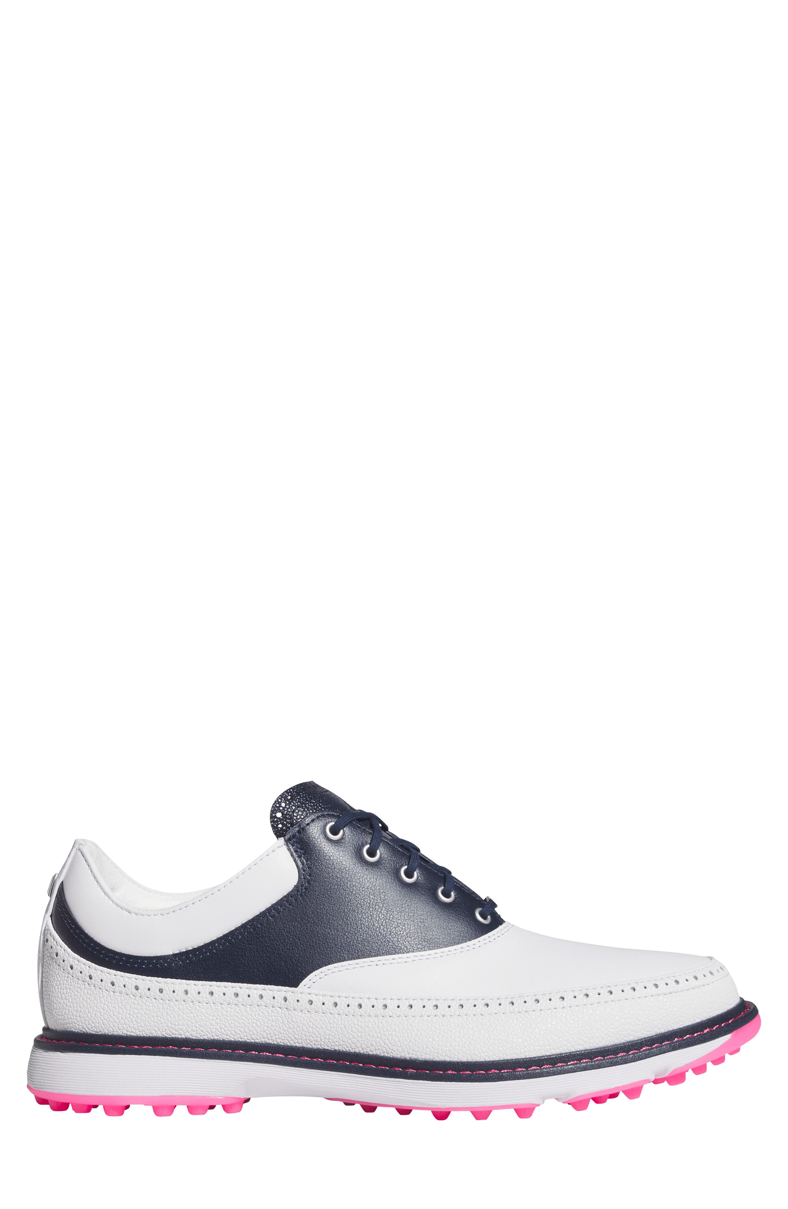 adidas MC80 Spikeless Golf Shoe, Alternate, color, White/ Navy/ Pink