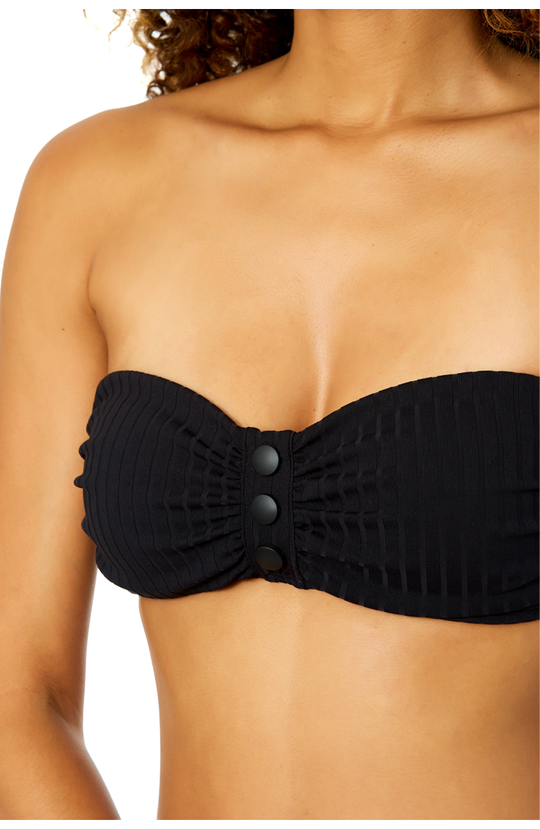 Anne Cole Women's Luna Snap Solid Snap Front Bandeau Bikini Swim Top, Alternate, color, Luna Snap Black