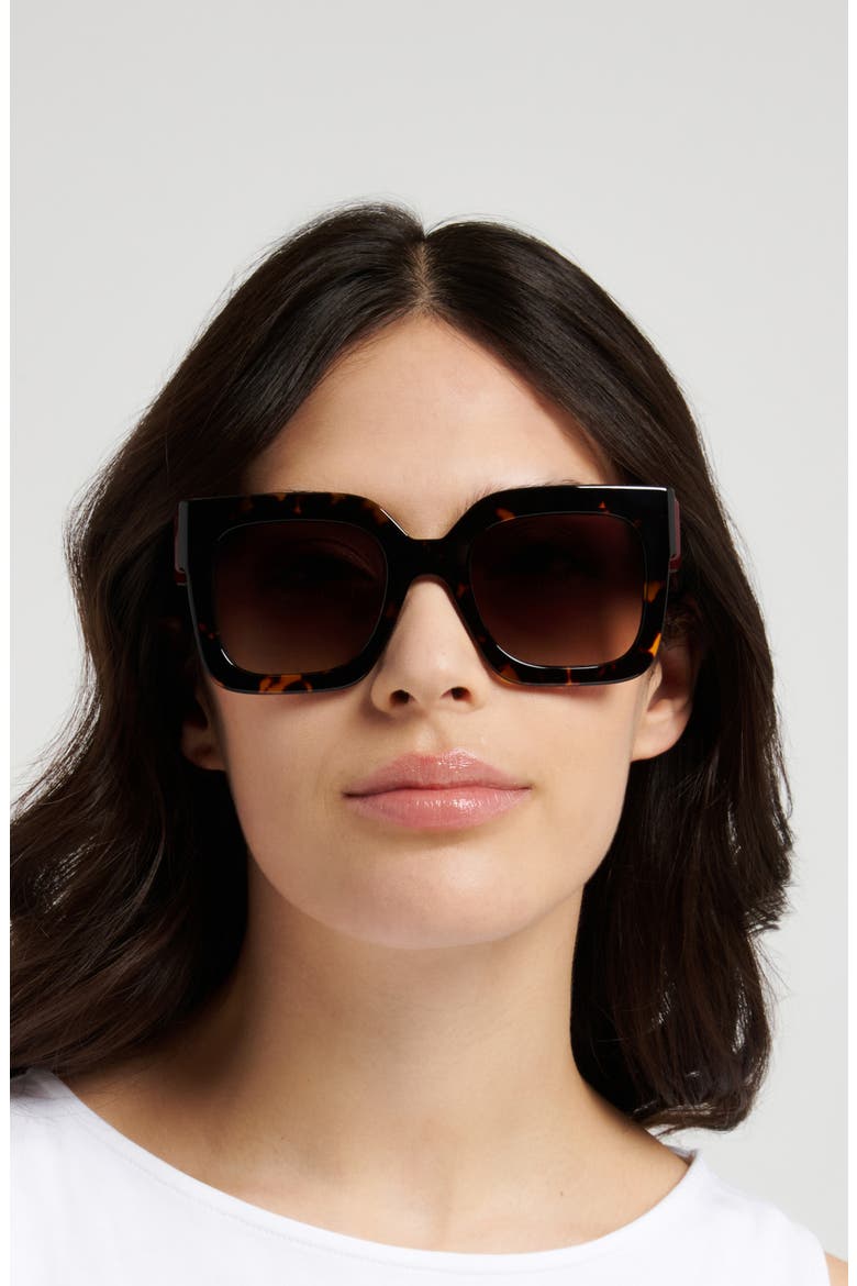 Her 52mm Gradient Square Sunglasses, Alternate, color, HAVANA/ BROWN SF