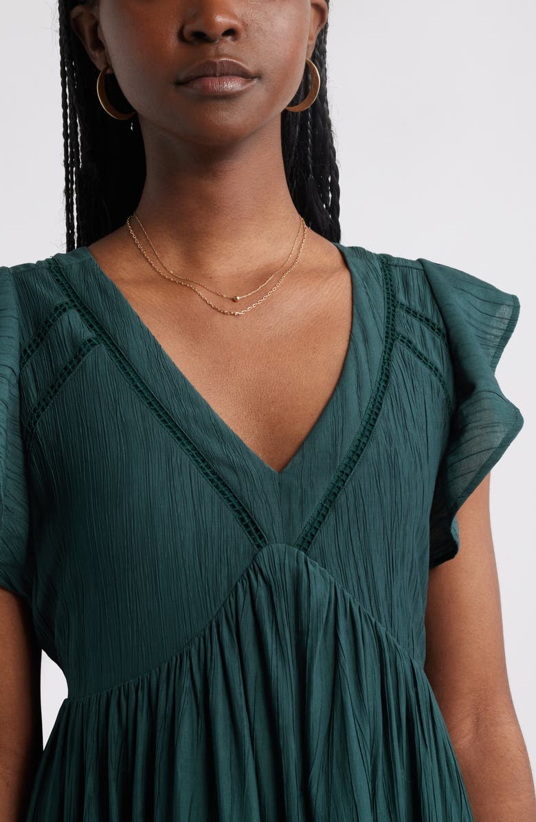 Treasure & Bond Crinkle Finish Flutter Sleeve Maxi Dress, Alternate, color, Green Gables