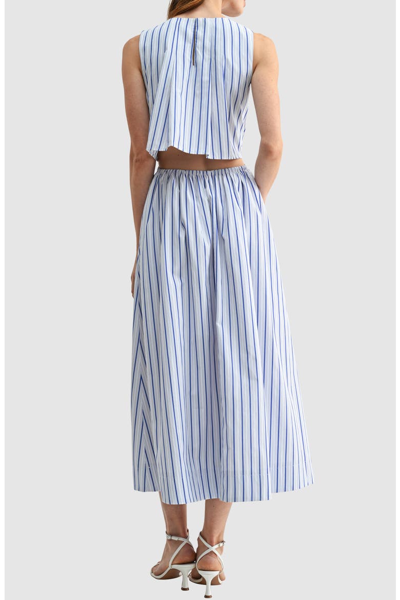 Striped Sleeveless Midi Dress, Alternate, color, WHITE BLUE STRIPE
