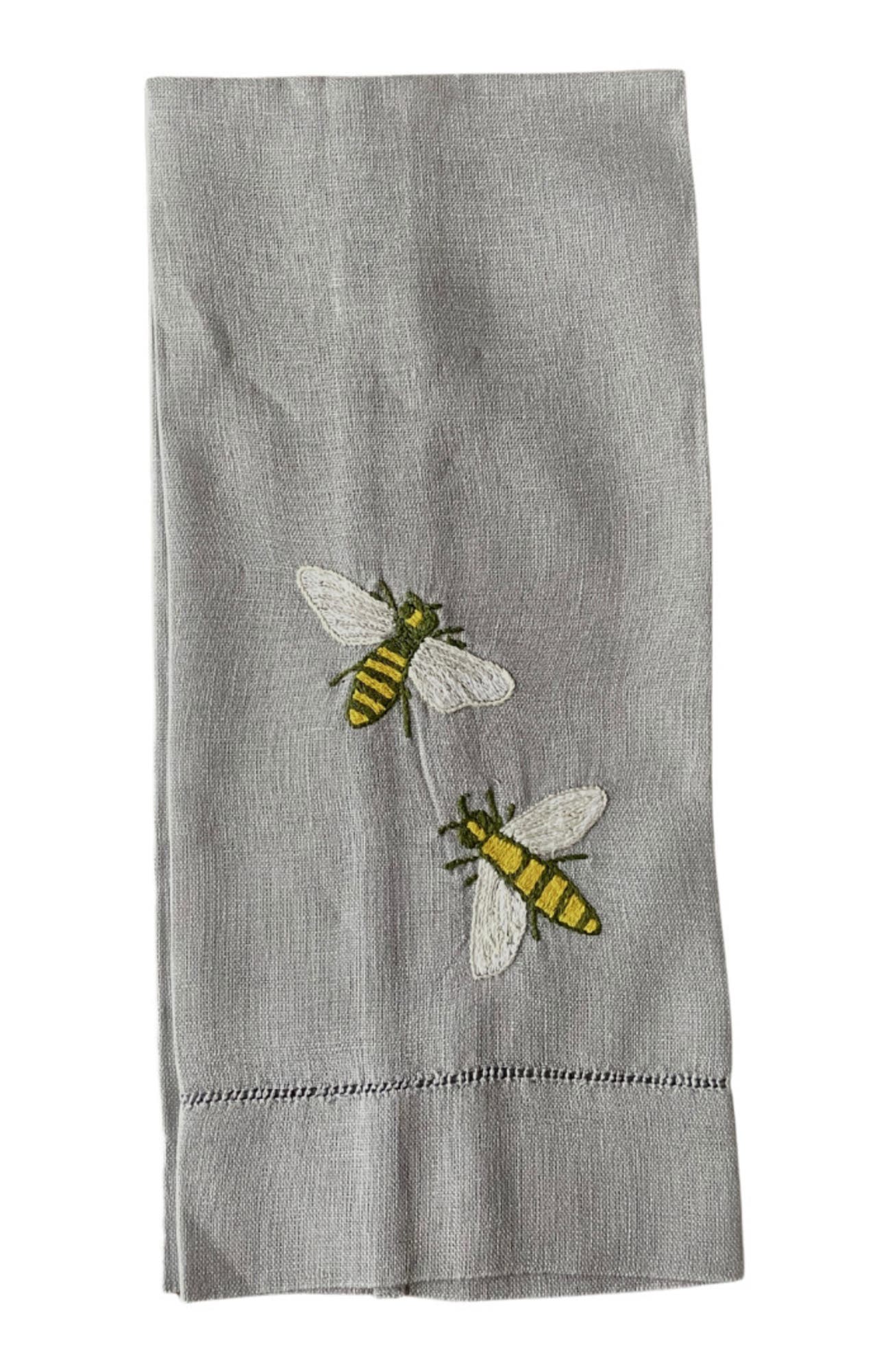 Maison d'Haiti Tea Towels - Buzzing Bees in Grey 