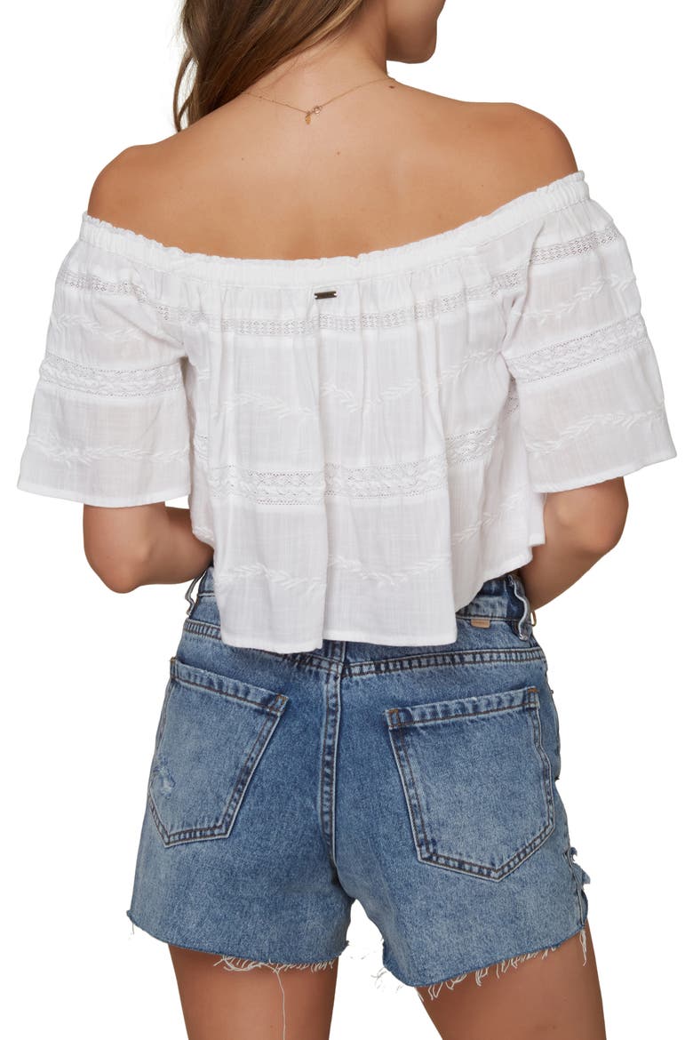 Jonsie Off the Shoulder Crop Top, Alternate, color, WHITE